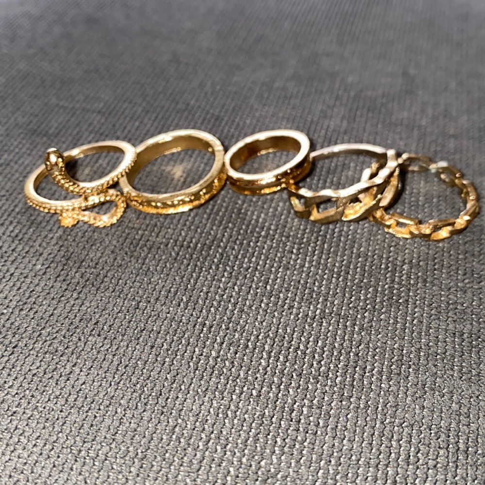 Set of gold rings multiple sizes